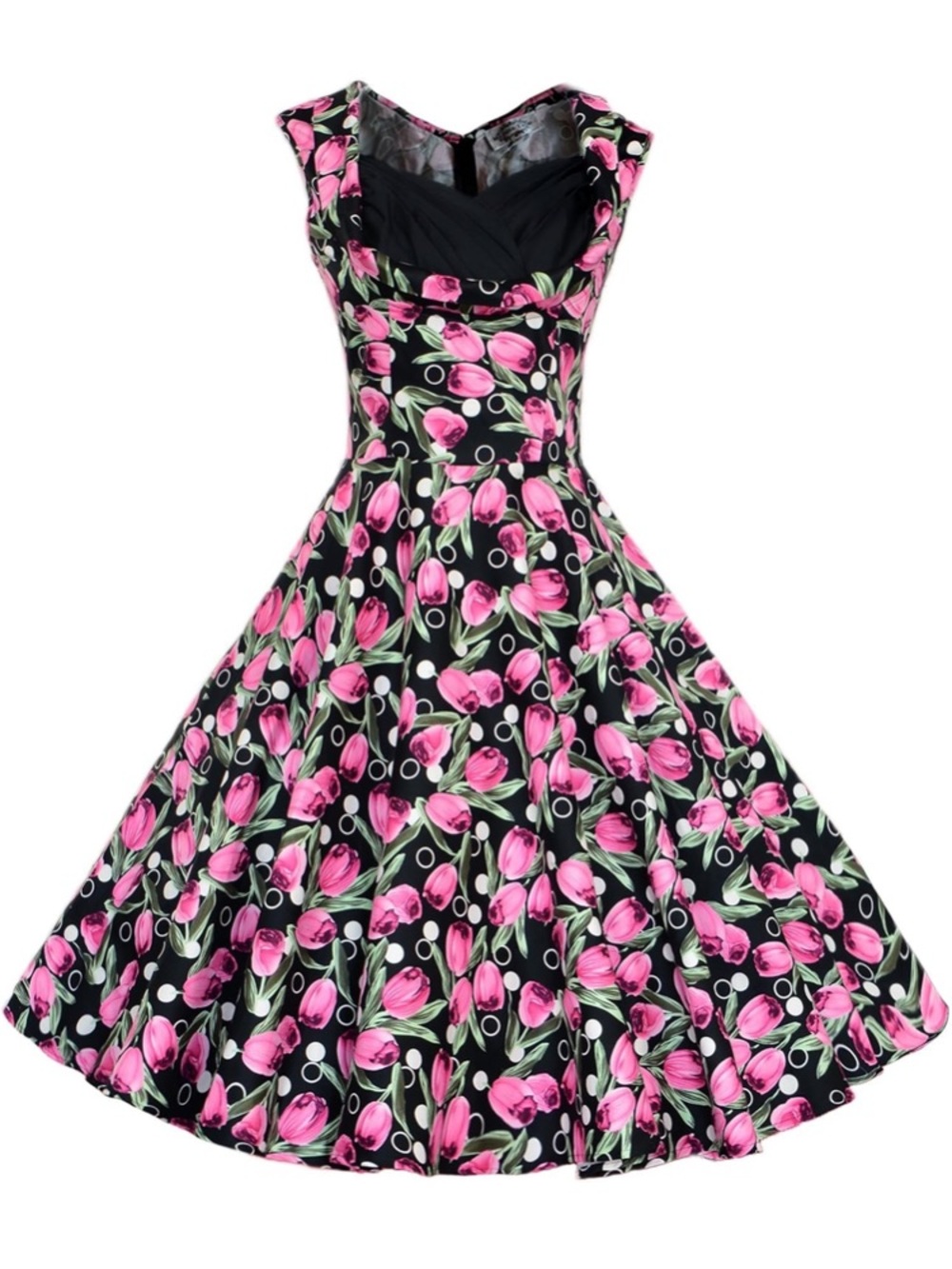 Maggie Tang 1950s Retro Swing Garden Party Tulip Floral Midi Dress EUC Size - S